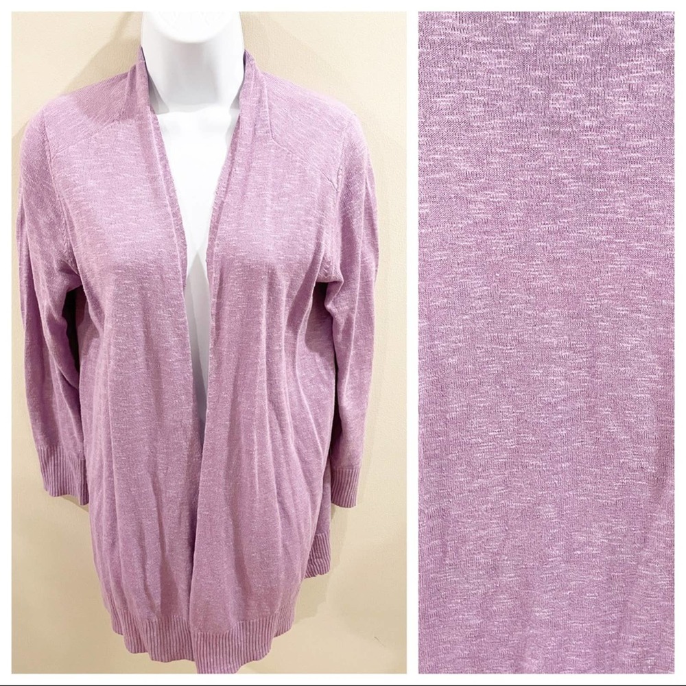 Eileen Fisher Linen Open Cardigan Purple PM